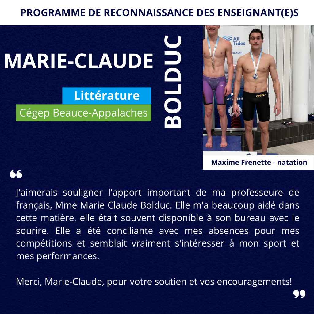 mot de reconnaissance Maxime Frenette