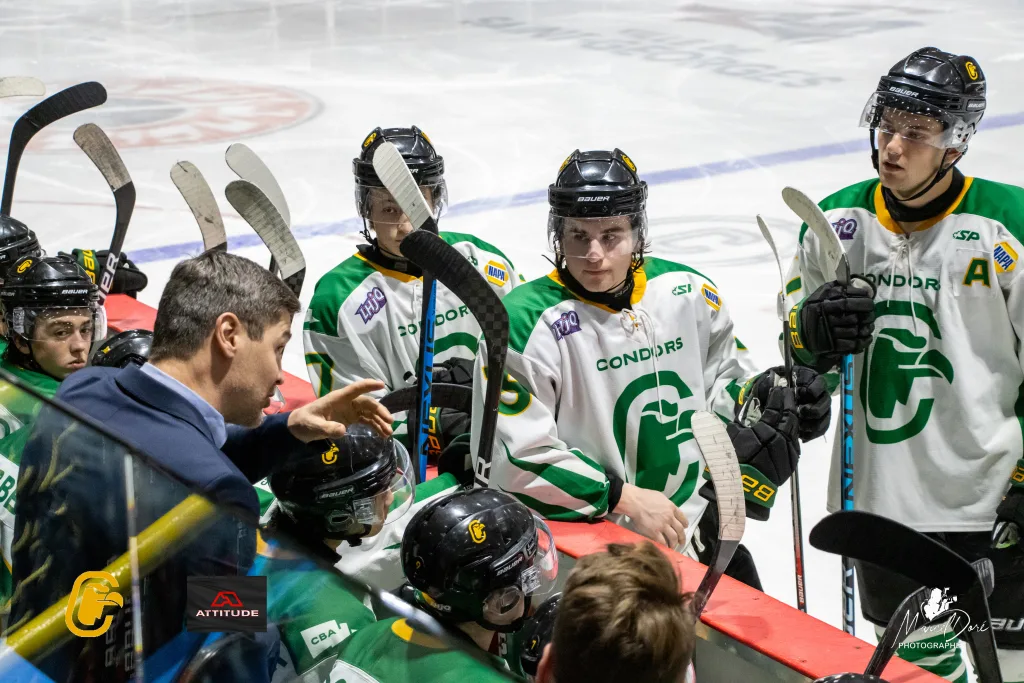Moment d'arrêt au banc Condors hockey